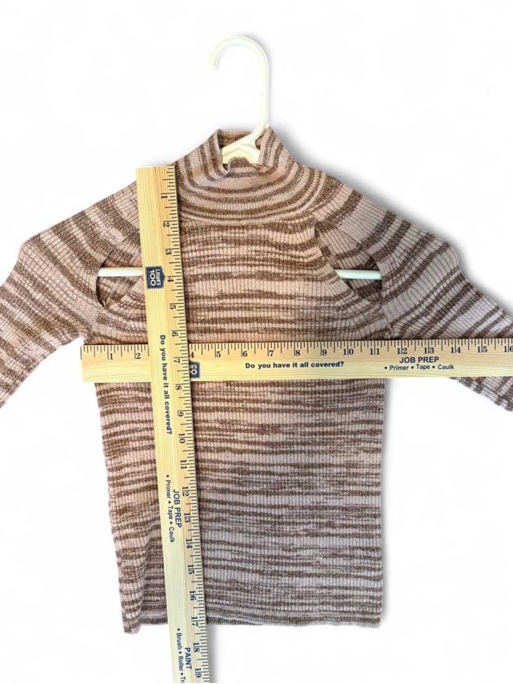 wild fable Pink and Brown Striped Cold-Shoulder Ribbed Long Sleeve Top - Picture 5 of 5